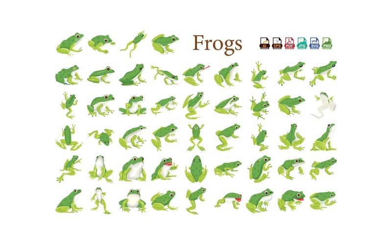 Frog Icon Illustrations Cute, Unique Frog Designs for Digital & Print Projects Digital Print Icon Set