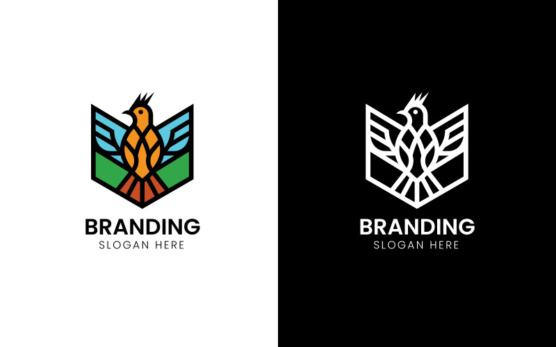 Hexagon flying bird logo-899 Logo Template