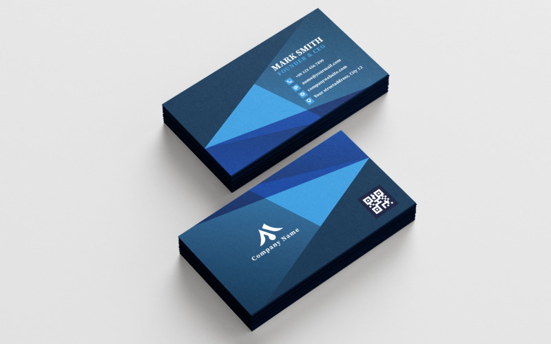 Modern Blue Geometric Business Card Corporate Identity