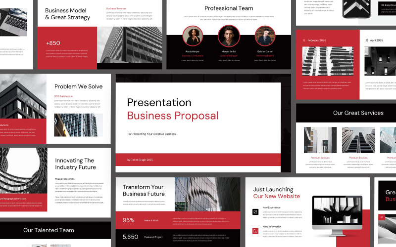 Shadow - Red & Black Business Proposal PowerPoint PowerPoint Template