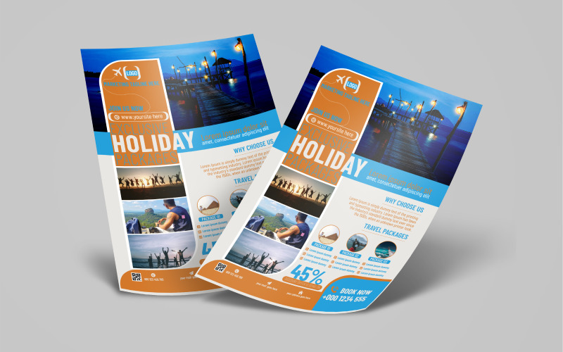 Travel Promotion Flyer with Holiday packages Corporate Identity