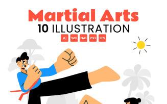 10 Martial Arts Vector Illustration