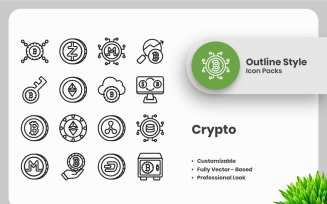 20 Set of Crypto Outline Icon Collection