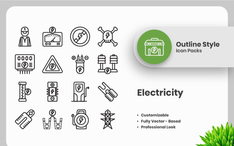 20 Set of Electricity Outline Icon Collection Icon Set