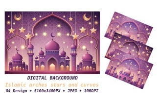 Islamic arches stars and dome curves Background