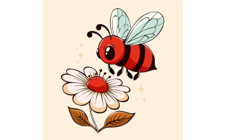 Bee and Flower Illustration