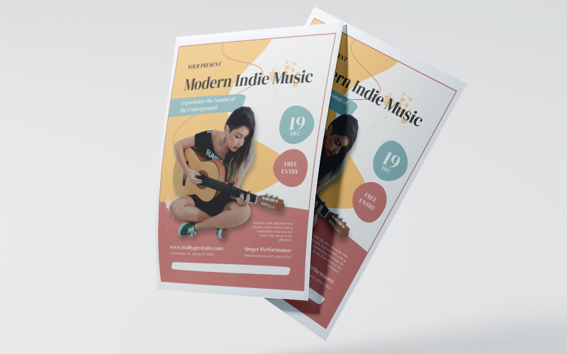 Bold Acoustic Indie Concert Poster Template Corporate Identity