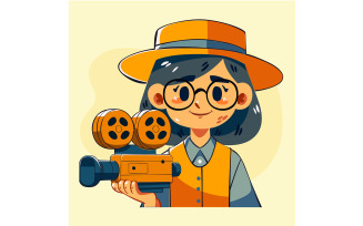 Character Holding Vintage Film Camera