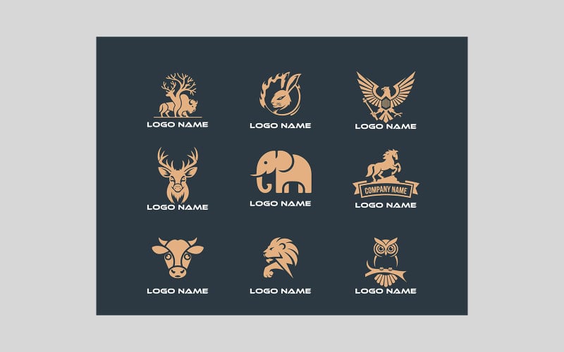 Collection of animal-themed logo templates for various businesses Logo Template