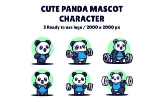 Cute Panda Mascot Character Logo Design