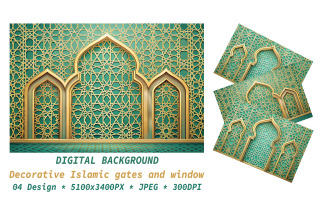 Decorative Islamic gates and window motifs