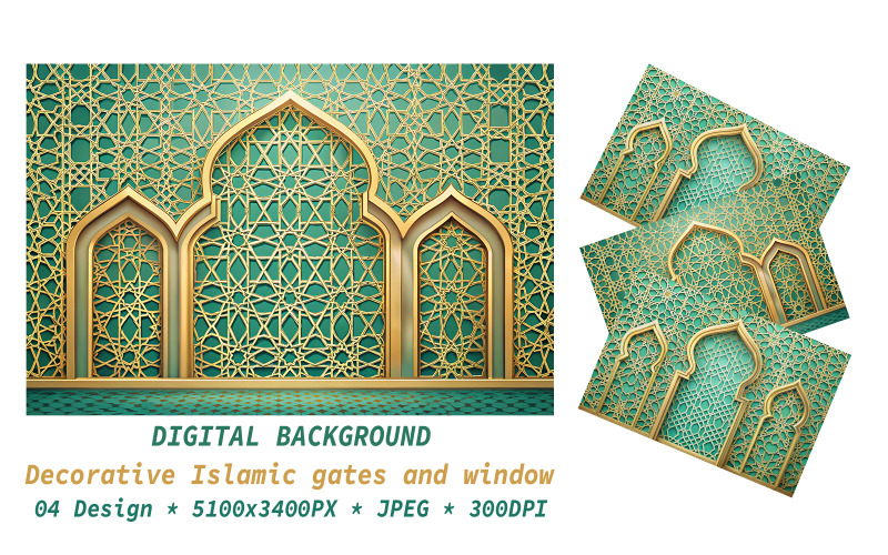Decorative Islamic gates and window motifs Background