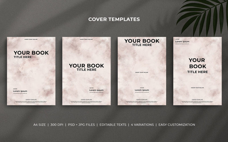 Editable A4 Book Cover Template – Minimal and Soft Pastel Brown Watercolor Design Corporate Identity