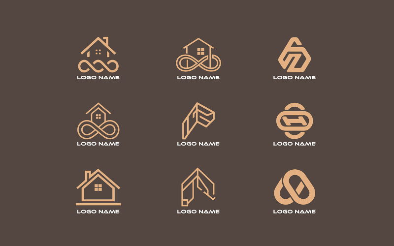 Elegant Real Estate Logo Collection with Geometric and Infinity Symbol Elements Logo Template