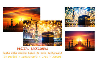 Kaaba with modern bokeh Islamic Background