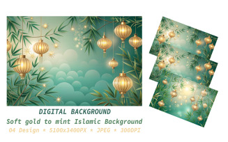 Soft gold to mint Islamic Background