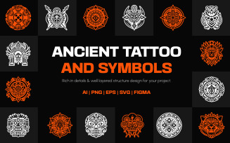 Ancient Symbols and Tattoo Art Set