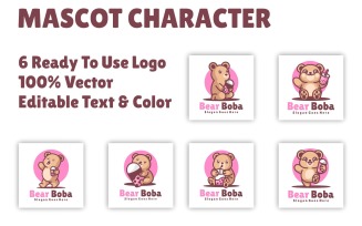Bundle Bear Boba Mascot Logo Design