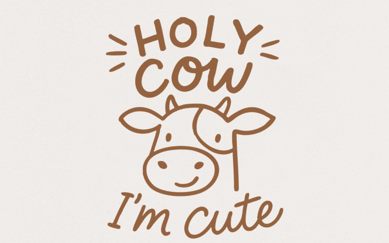 Holy Cow I'm Cute png, Cute Baby Cow png, Baby Shower Gift, Funny Baby png, Baby Onesie png, Kawaii Illustration
