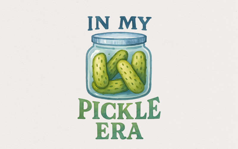 In My Pickle Era PNG, Pickle Graphic Digital Download, Pickle Lover Gift, Canned Pickle Art, Funny Illustration
