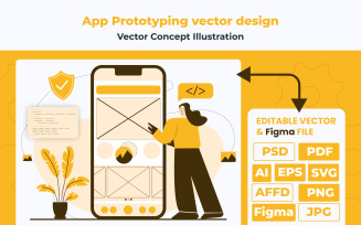 Mobile App Prototyping Illustration - Flat vector design
