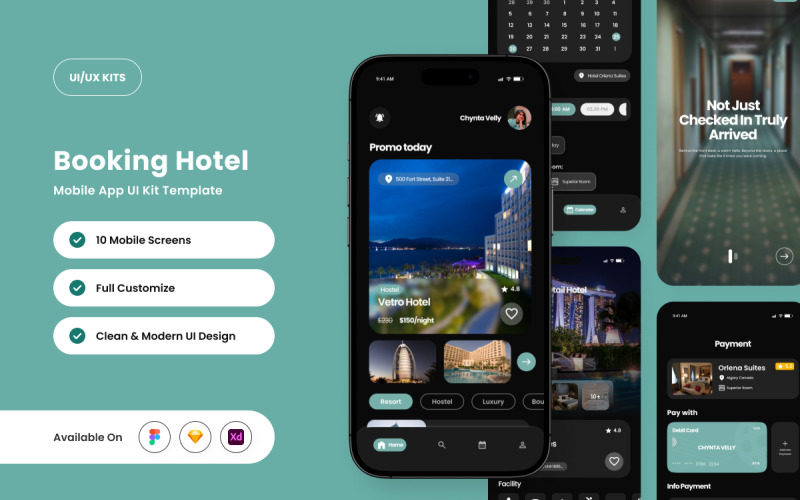 Clevia – Hotel Booking App Design Template UI Element