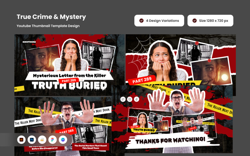 Mystery Crime Scene YouTube Thumbnail Design Social Media