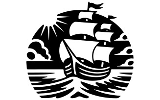 A logo design of the ship