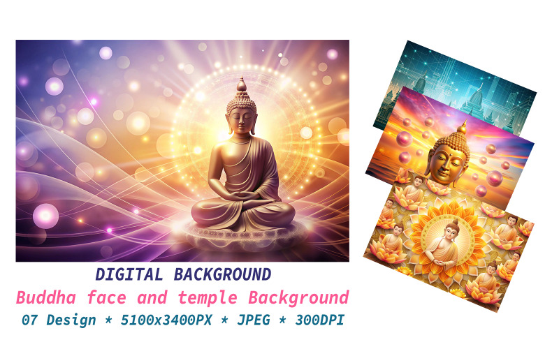 Buddha face and temple Background
