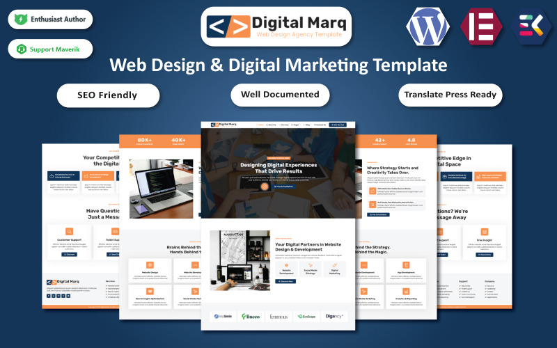 Digital Marq - Web Design & Digital Marketing Agency Elementor Template WordPress Theme