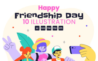 10 Happy Friendship Day Vector Illustration