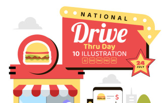 10 National Drive Thru Day Illustration