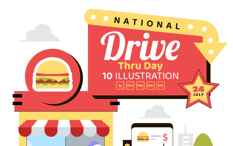 10 National Drive Thru Day Illustration