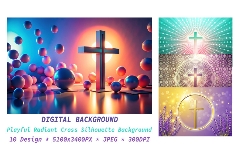 Playful Radiant Cross Silhouette Background