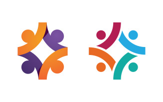 Human care adoption group network and social logo design v.12