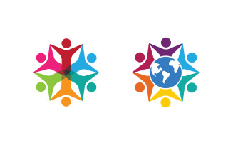 Human care adoption group network and social logo design v.15