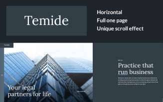 Temide - Attorney Legal Law Firm Unique Horizontal Scroll Full Screen HTML5