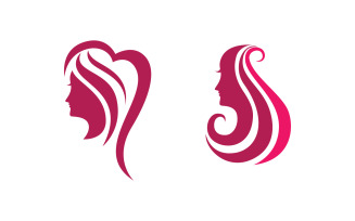 Beauty Hair Woman face character logo illustration v.4