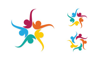 Human care adoption group network and social logo design v.24