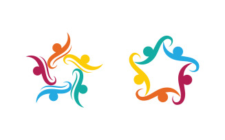 Human care adoption group network and social logo design v.29