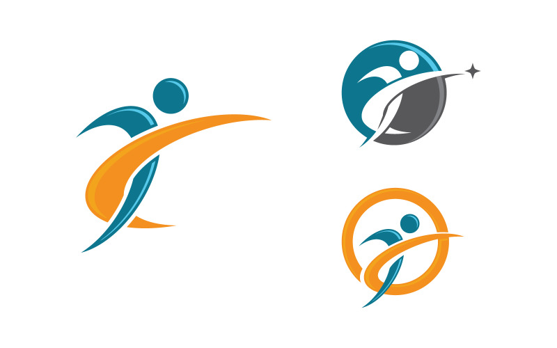 Healthy life Human fit sport logo sign illustration v.50 Logo Template