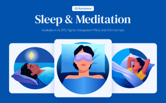 Sleep and Meditation Illustration Art Set