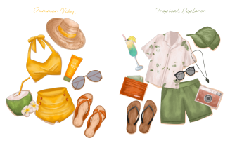 Watercolor Tropical Clothing Icons