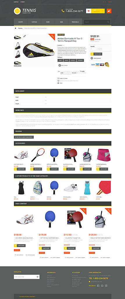 Kit Graphique #52123 Tennis Temps Prestashop Template - Prestashop Products Page Screenshot