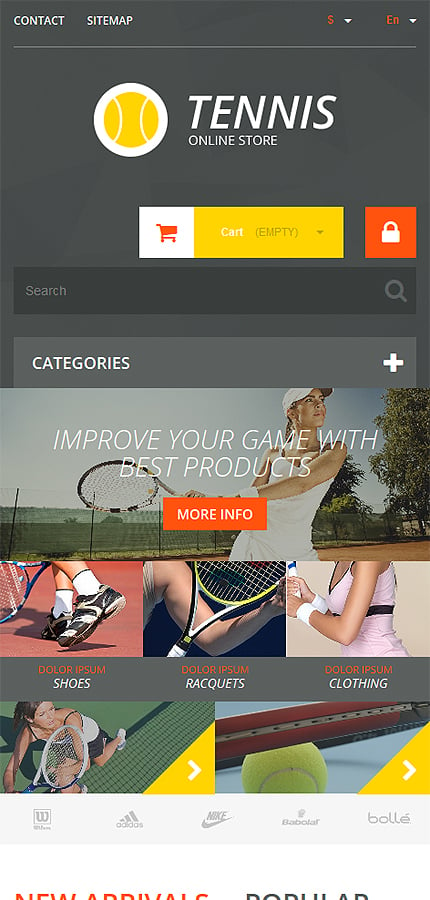 Kit Graphique #52123 Tennis Temps Prestashop Template - Smartphone Layout 1 