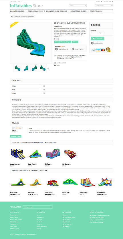 Kit Graphique #52149 Gonflable Matelas Prestashop Template - Prestashop Products Page Screenshot
