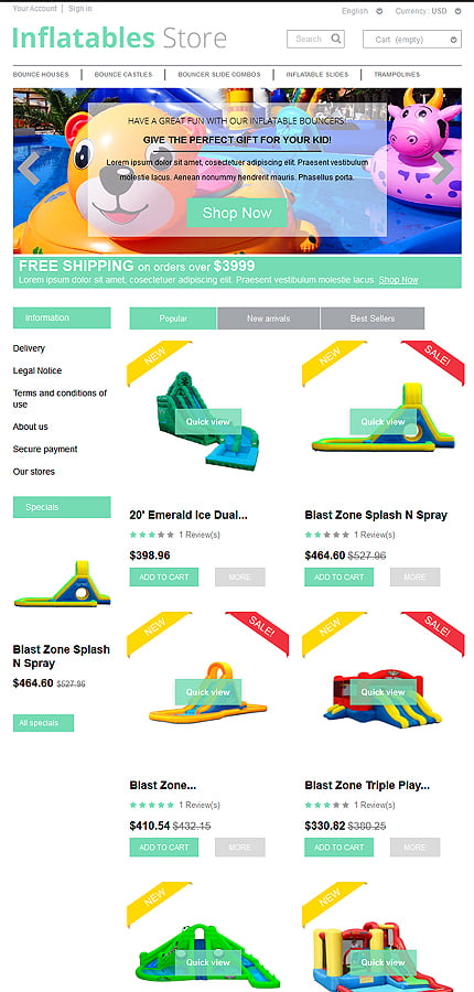 Kit Graphique #52149 Inflatables Inflatable Prestashop Template - Tablet Layout 
