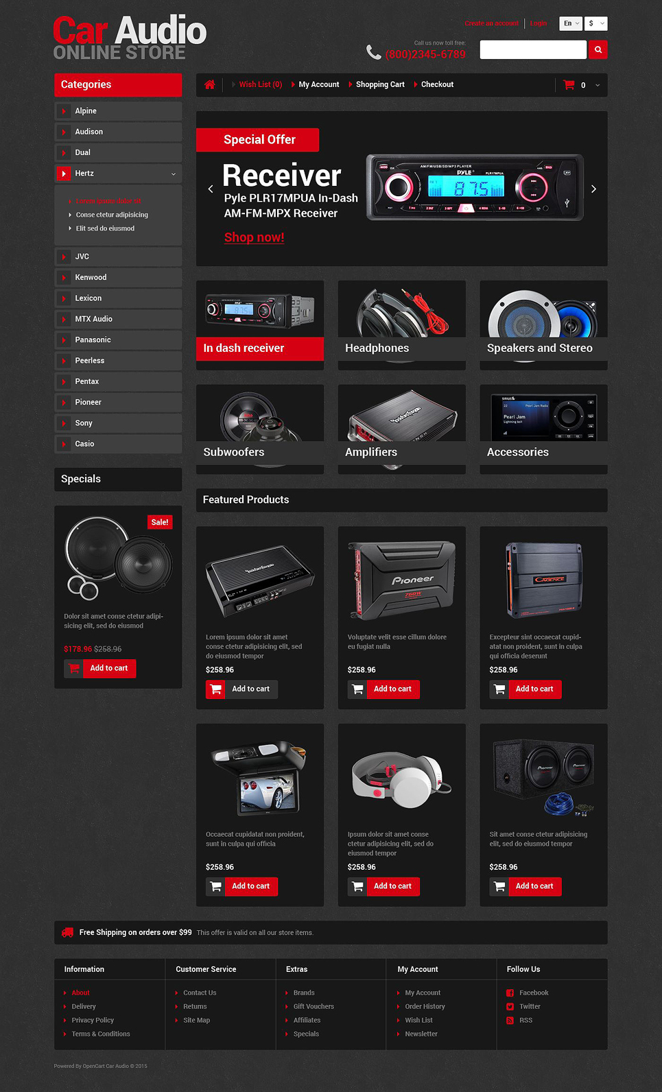 Car Audio Store OpenCart Template New Screenshots BIG