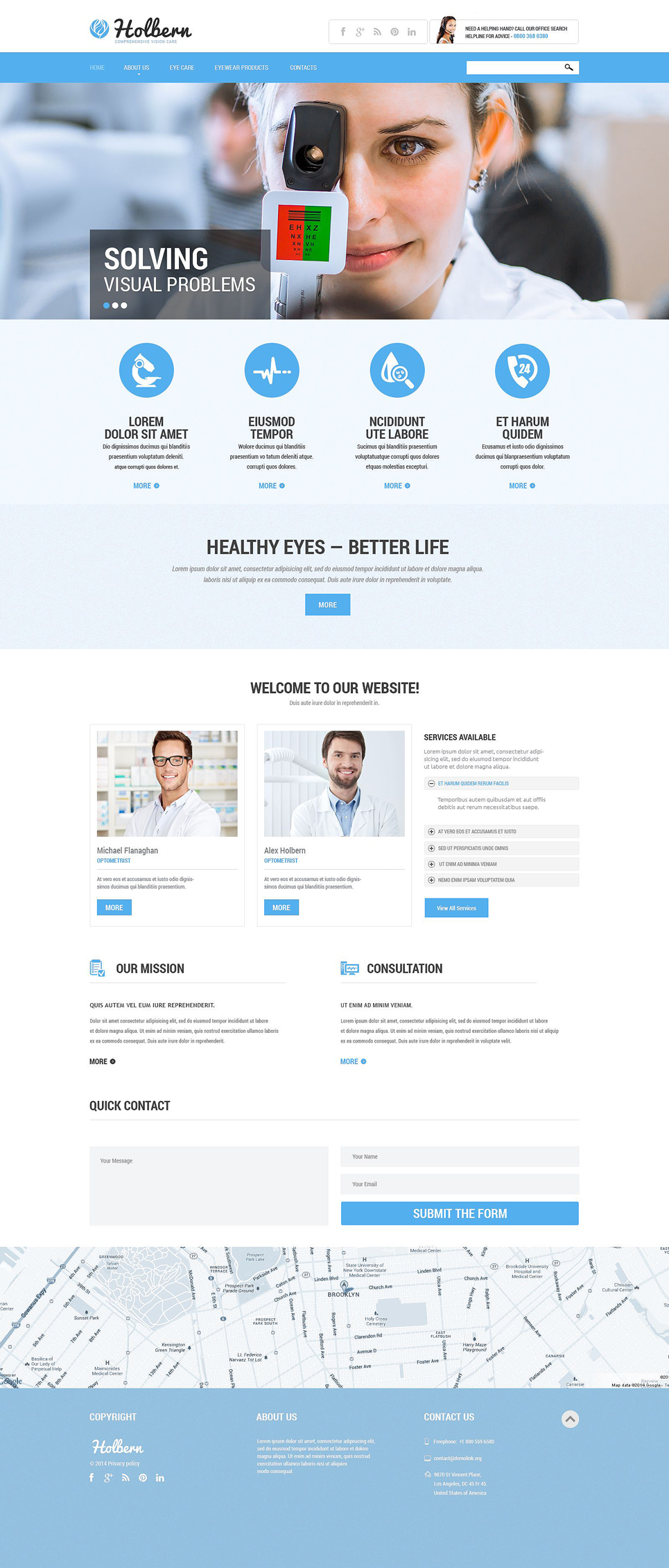 Optometrist's Responsive Website Template New Screenshots BIG