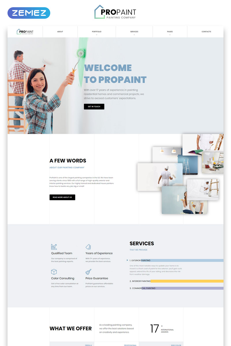 "PROPAINT - Painting Company Multipage Creative HTML" Responsive Website template №52119